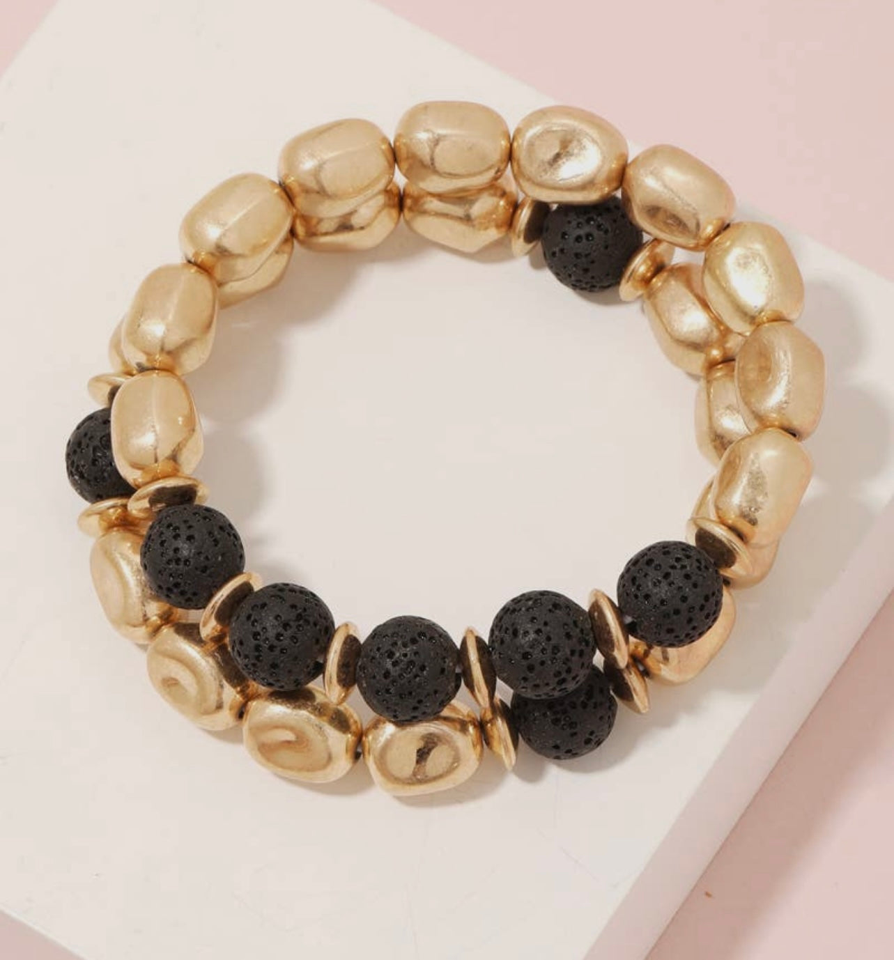 Gold and Black Bracelet Set