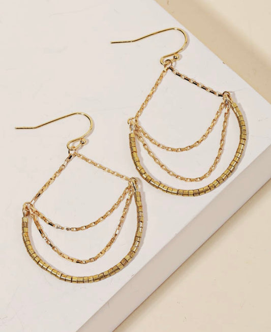 Gold Box Chain Earrings