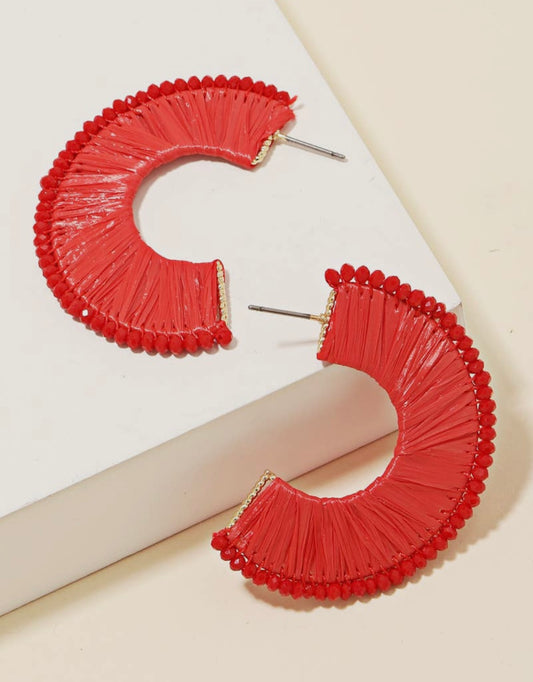 Red Raffia Earrings