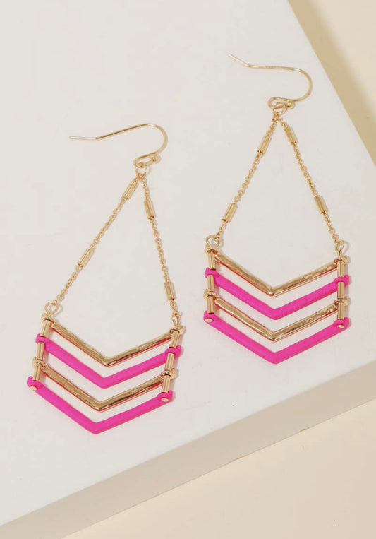 Pink Chevron Earrings