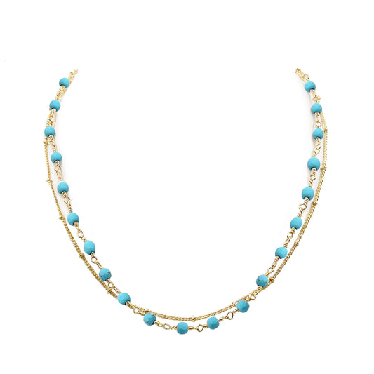 Short Turquoise or Black Necklace