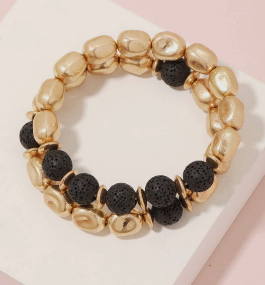 Gold and Black Bracelet Set